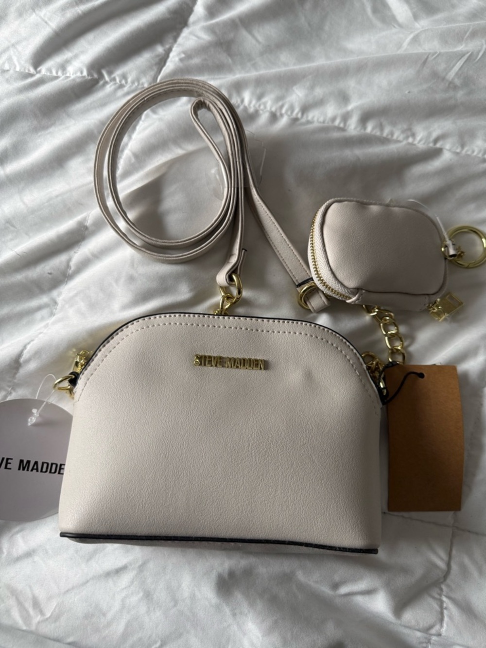 Steve Madden Cream Mini Crossbody with Coin Pouch